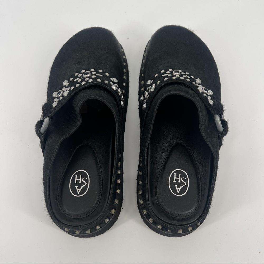 ASH Glen Flats Black Embellished Festival Calf Hair Platform Slip On Mules 40 - Picture 6 of 8